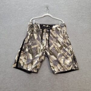 Split Men Swimwear 34 Olive Board Shorts Outdoor Beach Surf Pockets Drawstring